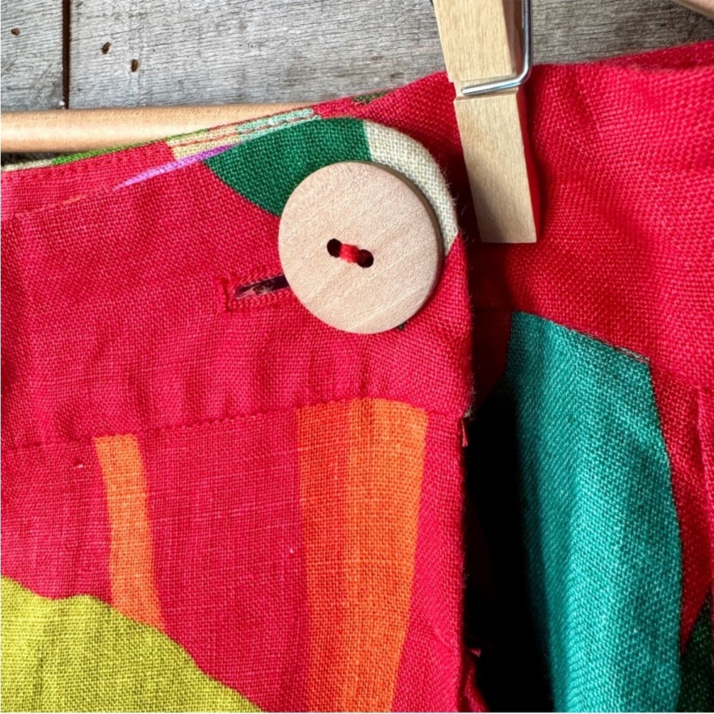 Farm Rio Heliconia Red Floral Print Wide Leg Linen Pants Size Small - Picture 7 of 12